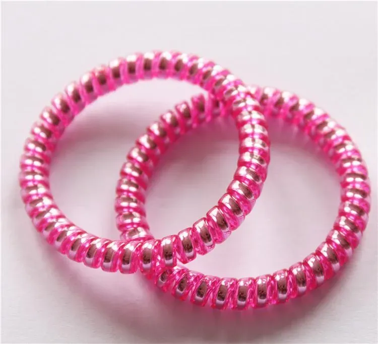 5 cm Metal Punk Telephone Wire Coil Gum Elastic Band Girls Hair Tie Rubber Pony Tail Holder Bracelet Stretchy Scrunchies 