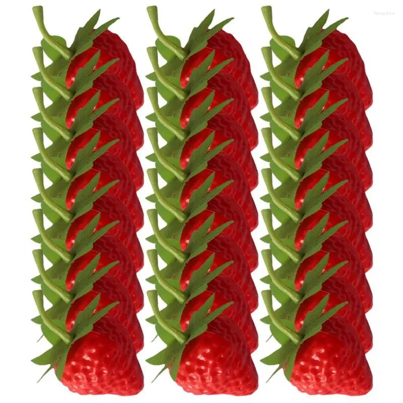 Decoração de festa 40 PCs Ornamento de frutas de morango simulado