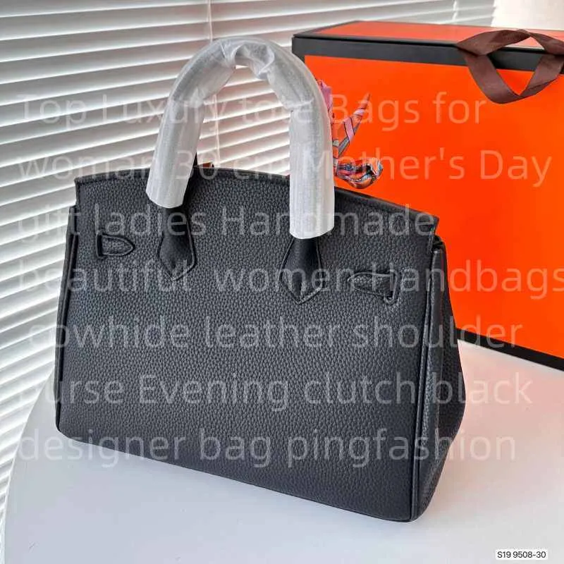 Top Luxury Tote Bags for Woman 30 cm Regalo per la festa della mamma signore fatte a mano Belle borse da donna in pelle in pelle Pulnica Crappa da sera Blancia Blara Black Designer Borse