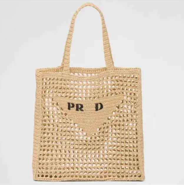 Designer bagTote Bag luxury bag Straw bag beach bag Fashion Mesh Hollow Woven for Summer Straw bag Black apricot summer woven bag Vacation bag Large
