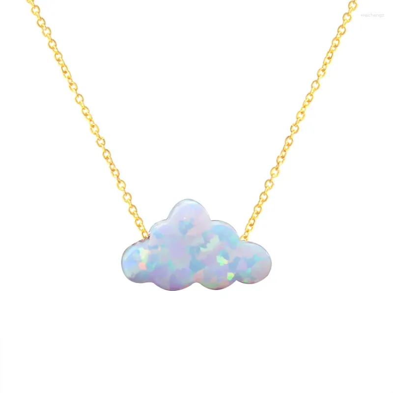 Choker 2024 Design Cloud Shape Opal Halsband för kvinnor handgjorda med rostfritt stålkedja julklappsmycken