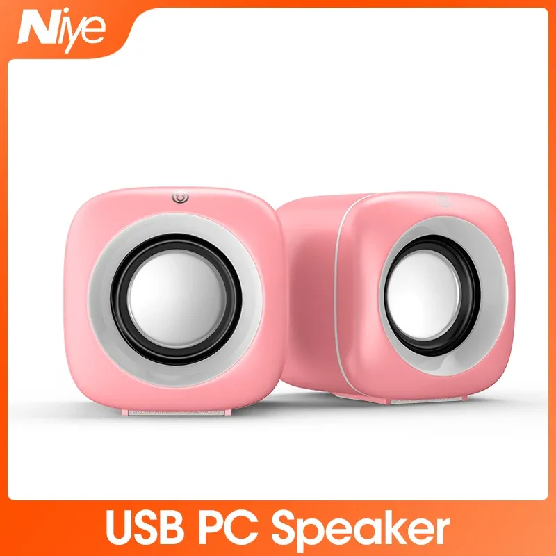 Luidsprekers Pink USB -computerluidspreker voor laptop PC Subwoofer Wired Music Player Audio Speakers Deep Bass Sound Luidspreker Power Soundbar