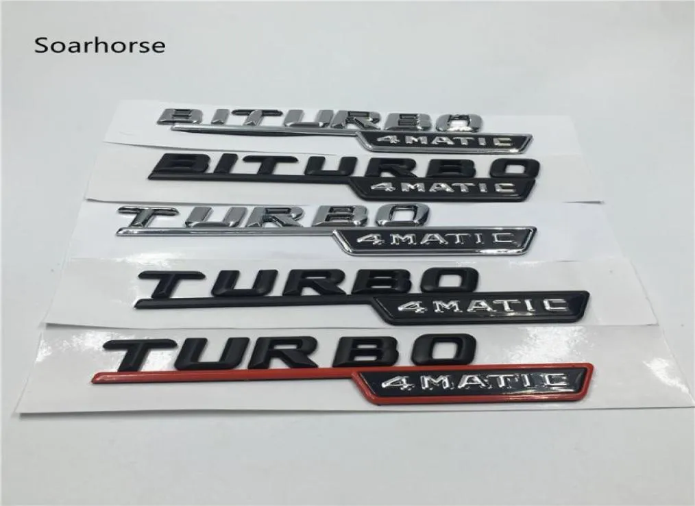 Biturbo Turbo 4Matic Emblem Badge Letters Car Front Fender Stickers för Mercedes Benz AMG 4 Matic3267273