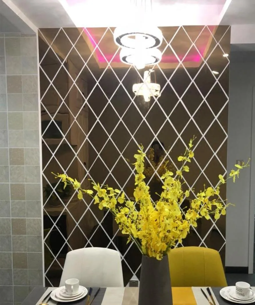 Алмазные треугольники настенные арт Акриловое зеркало стены наклейка дома 3d Diy стена наклейки на гостиную для гостиной домашний декор 9411071