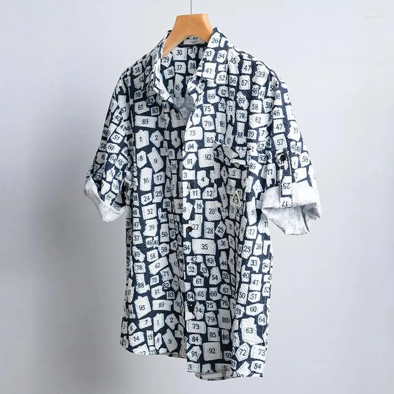 Mäns casual skjortor Summer Mens Hawaiian Shirt Kort ärm Number Block Designerkläder Män