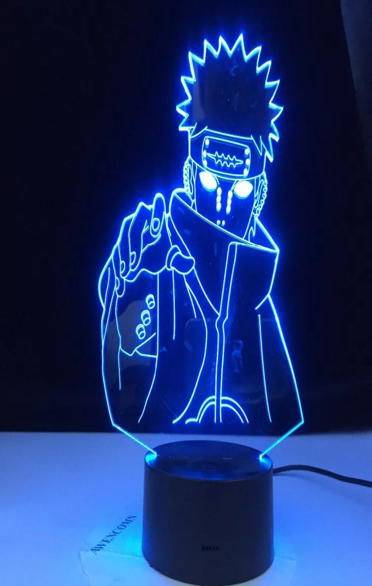 Sex vägar av smärta Naruto Nagato Figure Kids Night Light LED -färger Byt barn sovrum nattljus födelsedagspresent tabell lamp8492500