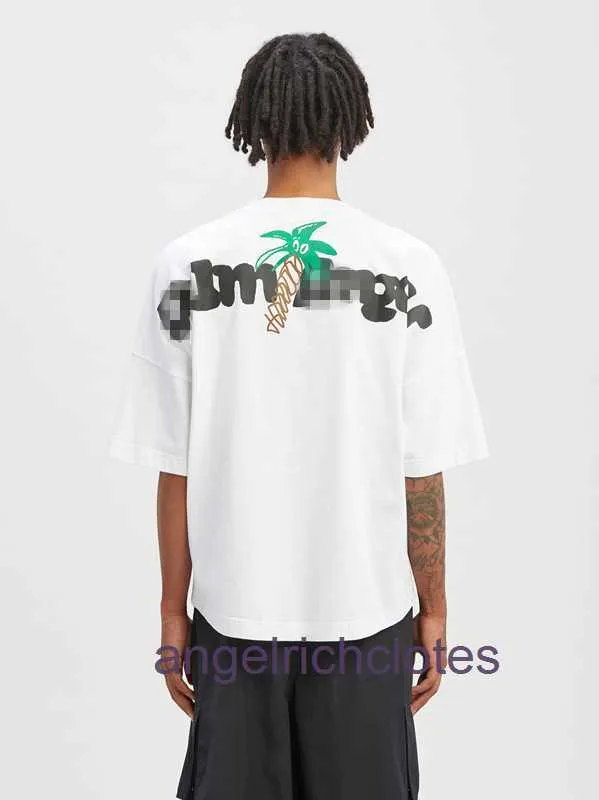 High-end designer kleding voor PAA-hoeken trendy kokosboombrief afdrukkende t-shirt met korte mouwen voor mannen en vrouwen High Street Half Sleeve met 1: 1 originele labels