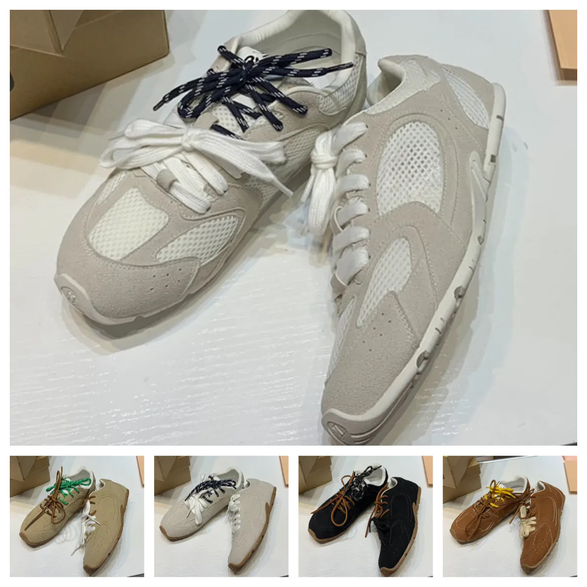 Designer New Mu 530SL Sneakers Sneakers pour femmes Chaussures de luxe Mentières Mentières Cinnamon Lacets avec des couleurs contrastées Textures