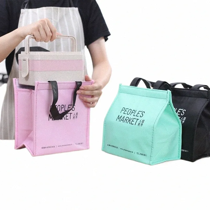 Sac fourre-tout à déjeuner isolé Cold Simplicité Pique-nique Boîte à lunch Thermal Portable Bento Sac de rangement alimentaire sacs à main W7QW #