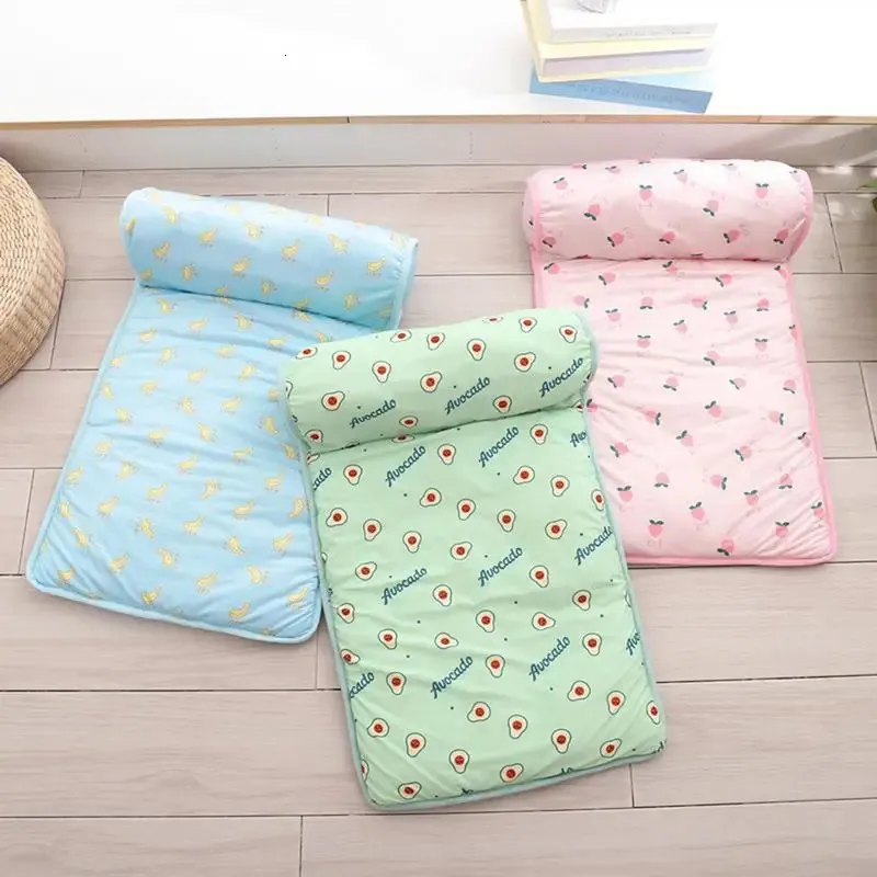 Cooling Mat For Cats Dog Summer Pad Pet Bed Cool Ice With Colorful Print And Pillow Washable 240416