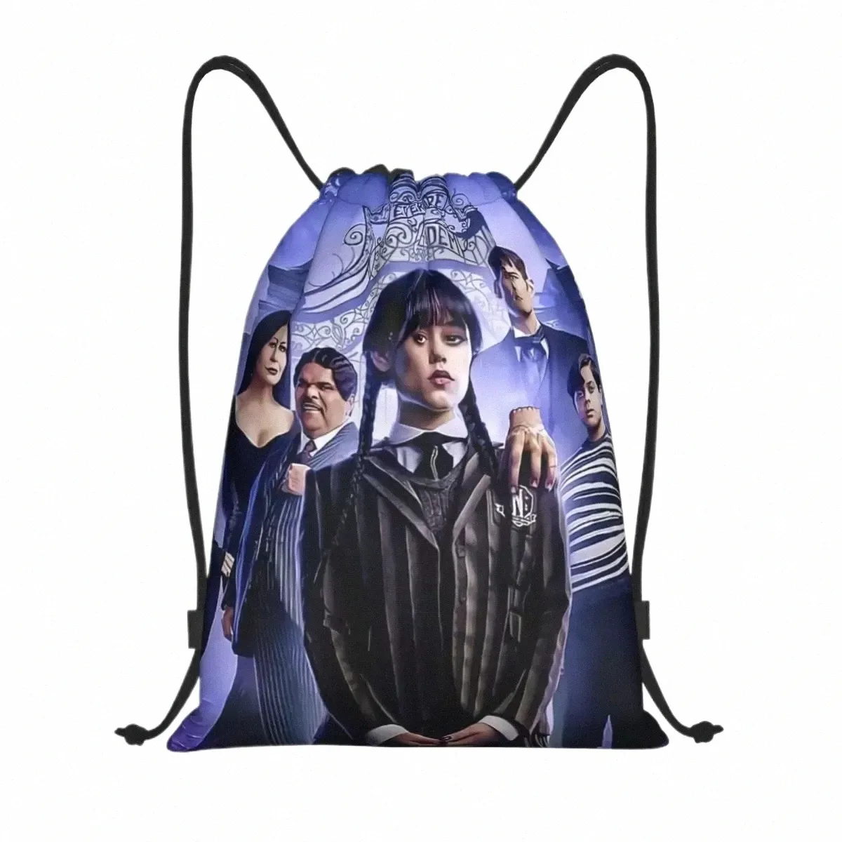 horror Movie Wednesday Addams Drawstring Backpack Bags Men Women Lightweight Comedy Gym Sports Sackpack Sacks for Traveling i2RW#