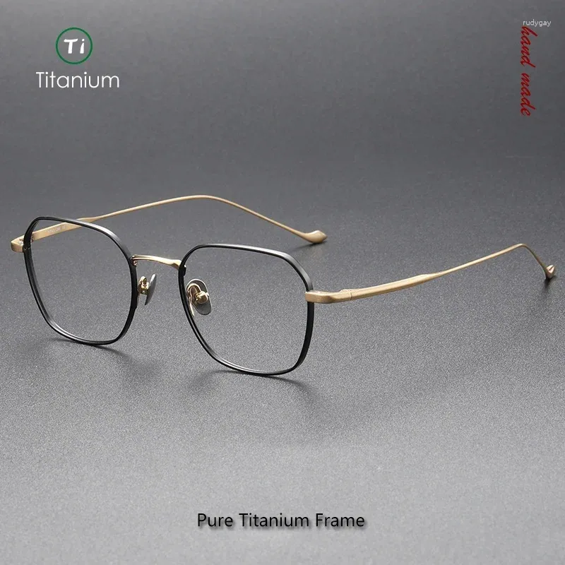 Lunettes de soleil Frames Style japonais Ultra-Light Square Pure Titanium Glasses Business For Men and Women Optical Eyeglass As Masunaga Design