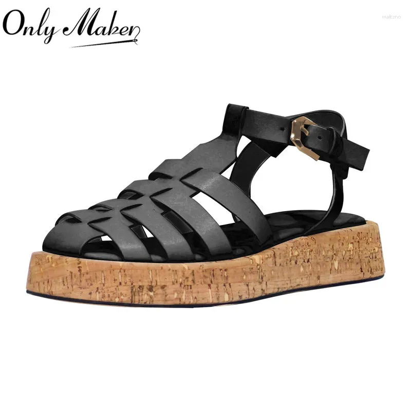 Chaussures décontractées seulement Maker Brand Womenflat Sandales Soft Artificiel Leather Summer Femelle Big Size Fashion Roman