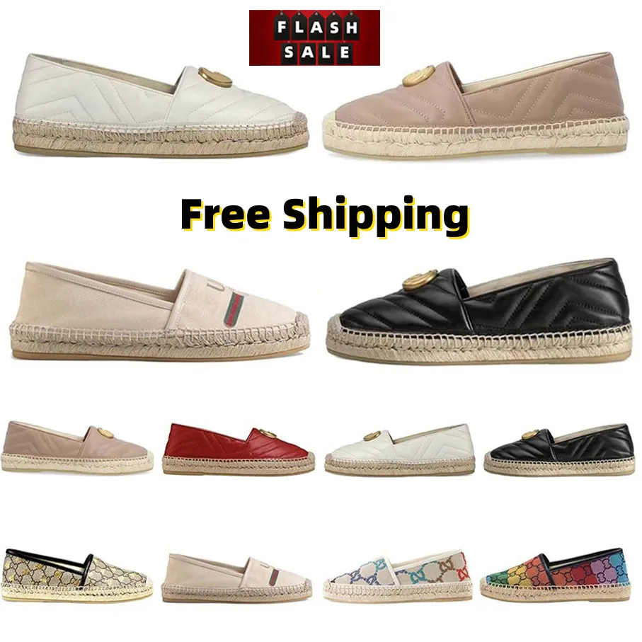 ÜCRETSİZ Nakliye Espadrilles Tasarımcıları Sıradan Ayakkabı Kadın Balıkçı Lüksler Bayanlar Düz Plajı Yarım Kadın Loafers Deri Tuval Platformu Baskı Slip-On Spor Sakinleri