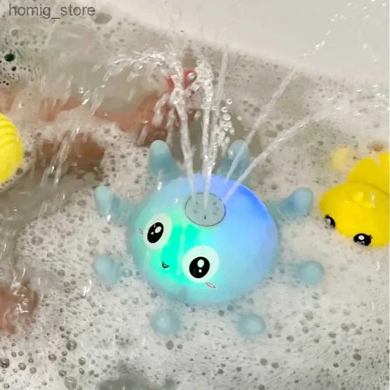Baby Shower Water Water Spray Prysznic zabawka dziecięca zabawka elektryczna piłka prysznicowa z lekką muzyką LED światła zabawka wanna Y240416