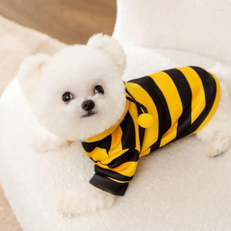 Hundkläder Bee Pet Puppy Coat Outfit Fleece Clothes Cat Hoodie Fancy Costume Halloween Cosplay tröja kläder