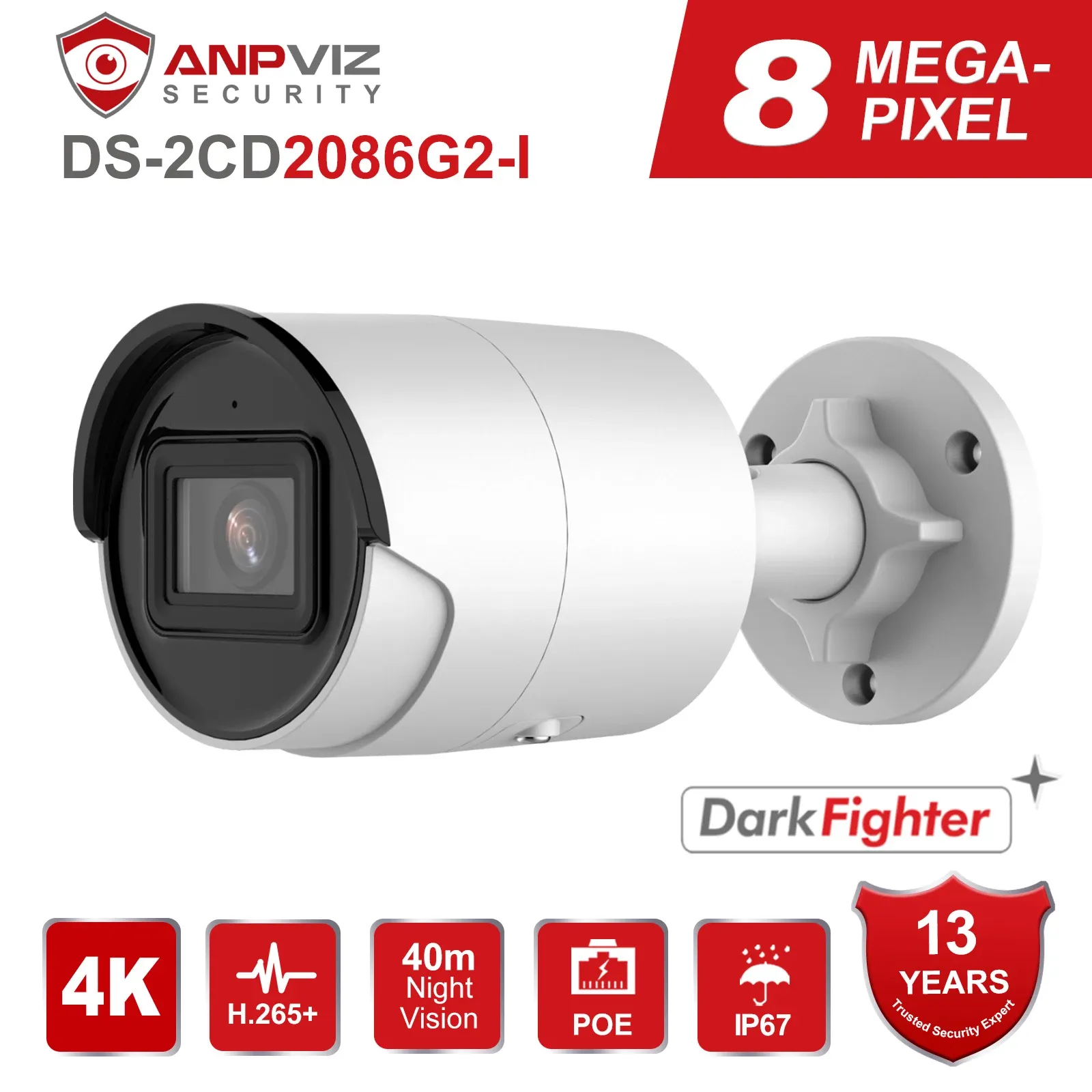 System HK Outdoor IP Camera DS2CD2086G2I 100% d'origine 4K 8MP POE Network CCTV CAME CAME DE SÉCURITÉ EXTÉRIEUR PLIFIÉE PAR DARDKFUGHER IP67