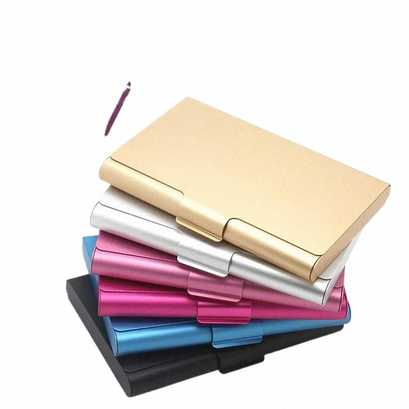 creative Thickn Stainl Steel Busin Card Case Aluminum Alloy Holder Metal Box Cover Credit Men Busin Metal Wallet P4pu#