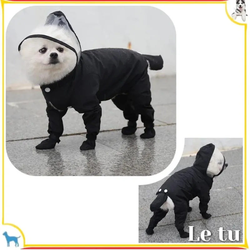 Hundkläder husdjur valp transparent regnkläder regnrock huva vattentät jacka kläder pu mjuka små hundar regn poncho