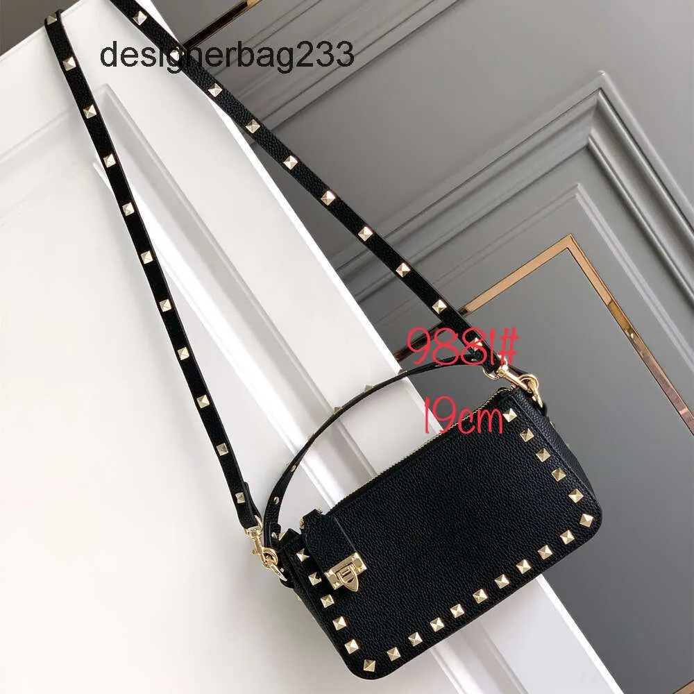 Single Stud bezerro feminino Rivet Crosso Crossbody 2024 Bolsas de lichia