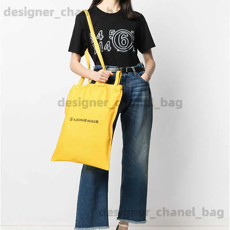 Totes Popular in Japan and South Korea M6 canvas bag pure cotton text printing TOTE shopping bag fashion shoulder bag handbag T240416