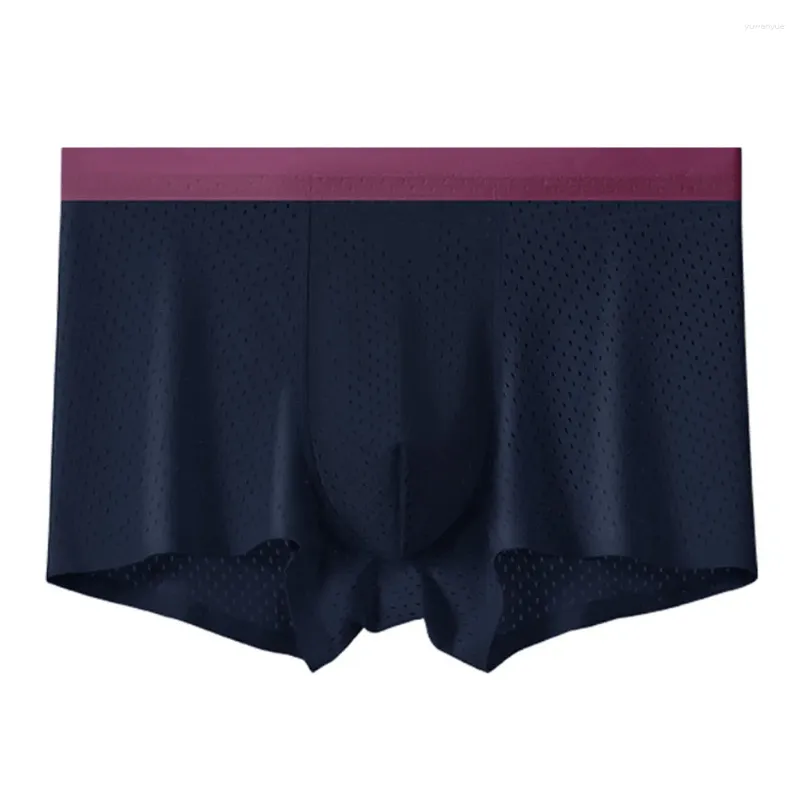 Sous-pants Sexy Mens Ice Silk Trunks Soft Ultra Min Boxer Shorts quotidiens Low Sous -wear Sousties Scappe Bulge Slip Bulge