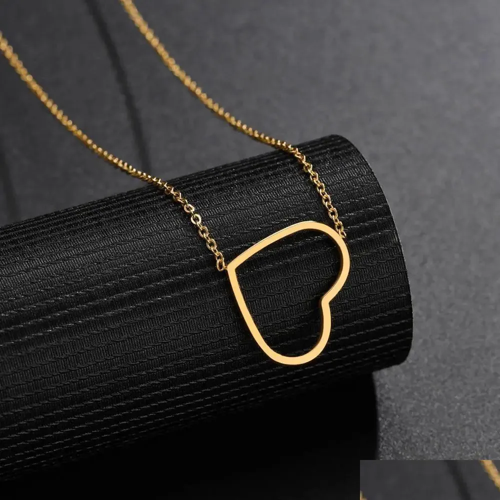 Fashion Female Heart Pendants 14k Yellow Gold Chokers Necklaces for Women Jewelry Neckless Birthday Gifts