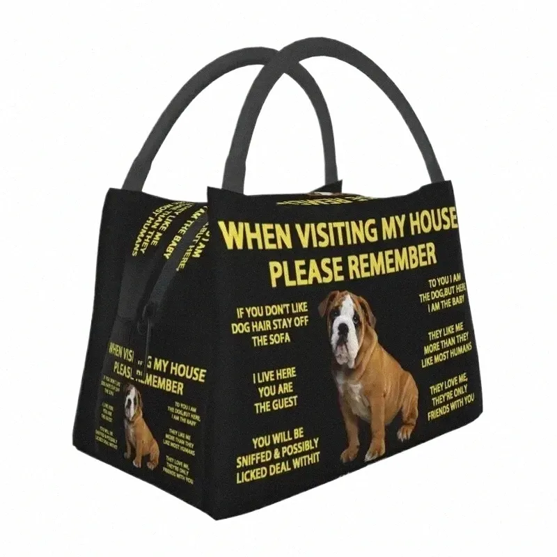 english Bulldog Insulated Lunch Bags for Outdoor Picnic Resuable Cooler Thermal Bento Box Women J6zx#