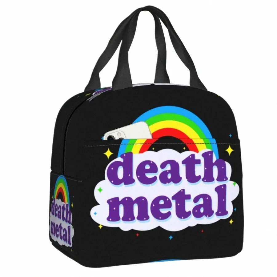 Rock Music Death Metal Yalıtımlı Öğle Yemeği Tote Çanta Yeniden Kullanılabilir Termal Soğutucu Öğle Yemeği Kutusu Çalışma Okulu Seyahat Pikniği Ctainer Çantalar Y9G0#
