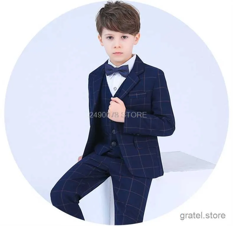 Abiti da fiore abito per matrimoni per bambini bambini formale giacca blazer pantaloni cravatta da 4 pezzi da ballo per esibizione da ballo per performance per bambini costume