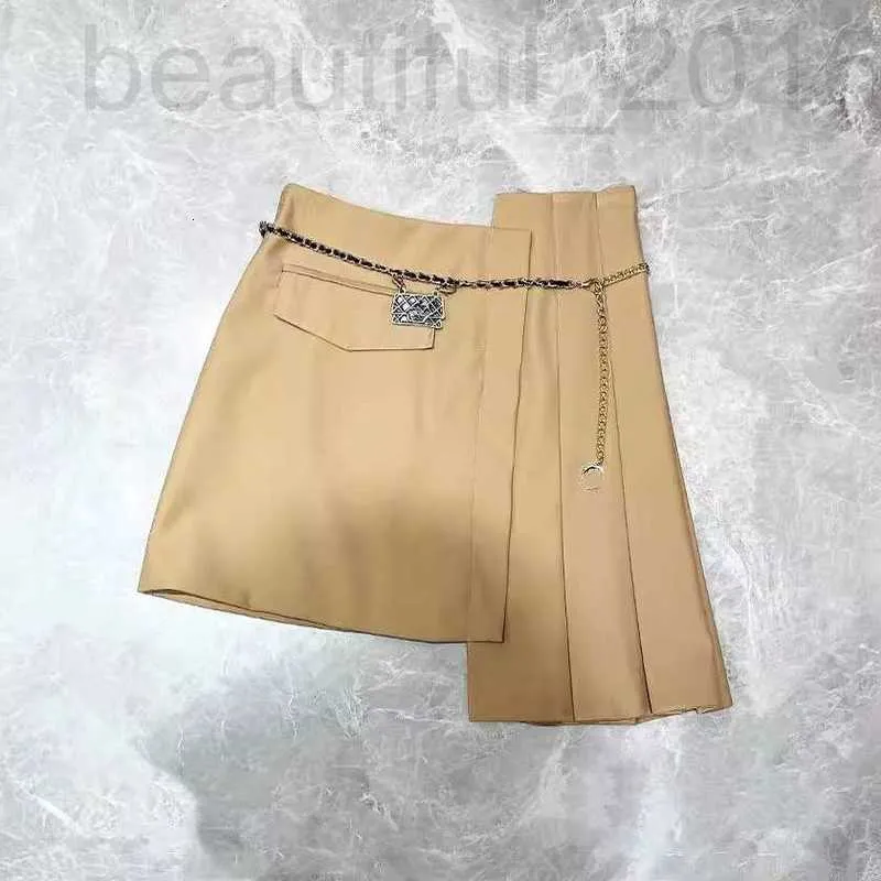 Skirts designer Nanyou Zhi 2024 Early Spring New Fashionable Irregular Pleated Half Skirt Classic Slimming Metal Belt Short ON4U