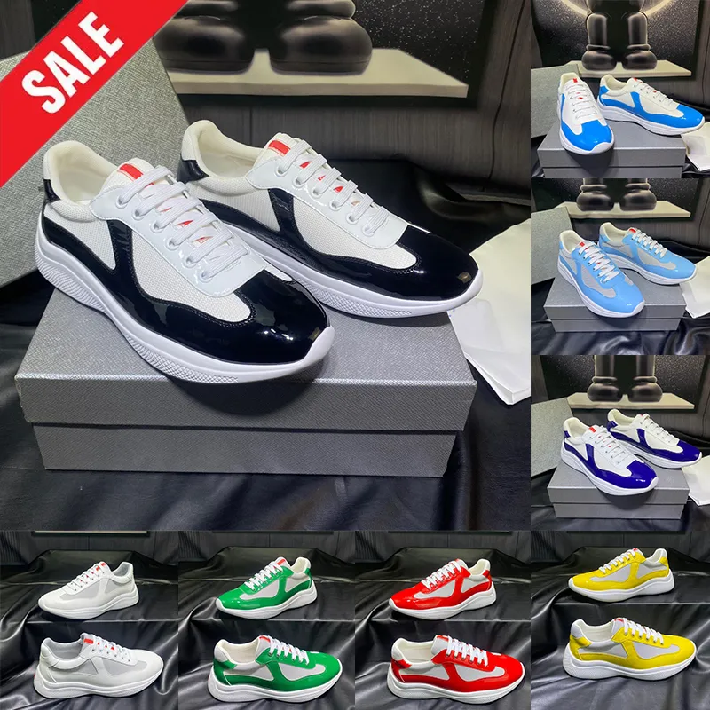 Panda Americas Cup Designer Chaussures décontractées pour hommes Downtown Low Top Sneakers en cuir breveté noir blanc plateforme de luxe