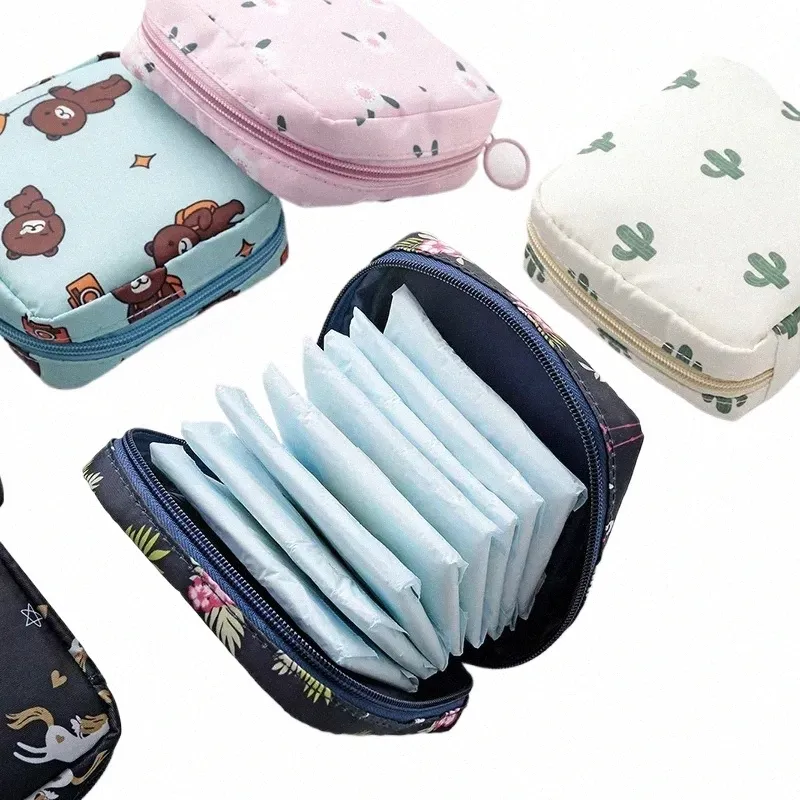 Kvinnor Portable Sanitary Pads förvaringspåse Tamp Pouch Servett Kosmetiska väskor Organiserare Lamer Makeup Bag Girls Hygiene Pad Bag M8HF#