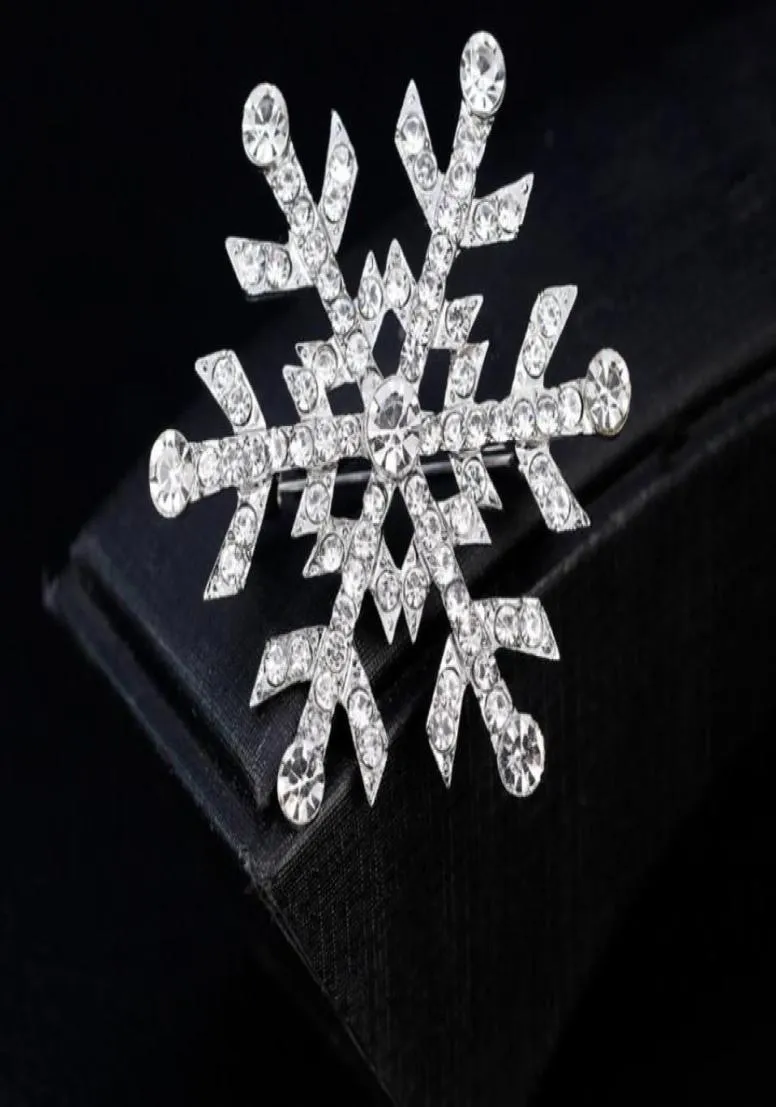 Natal Crytal Snowflake Broche Party Favors Silver Rhinestone Light Broches