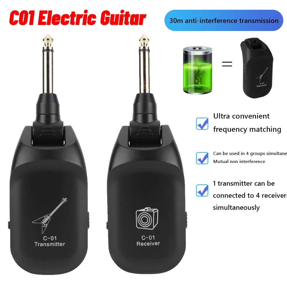 Kable C01 Elektryczna gitara bezprzewodowa maksymalna 30 m gitara bezprzewodowa nadajnik systemowy regulowany dla elektrycznych skrzypiec na bębnie