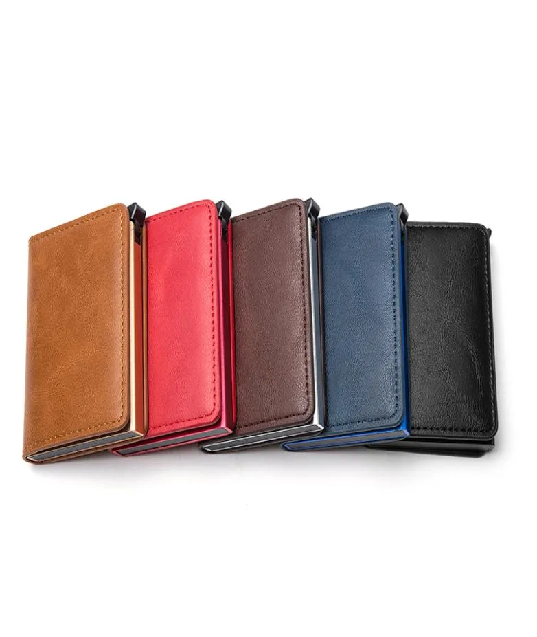 HBP 2022 New Arrival Card Box Protector Safety Wallet Men and Women Colorful PU Fashion Aluminum Box RFID Case Holder8511821