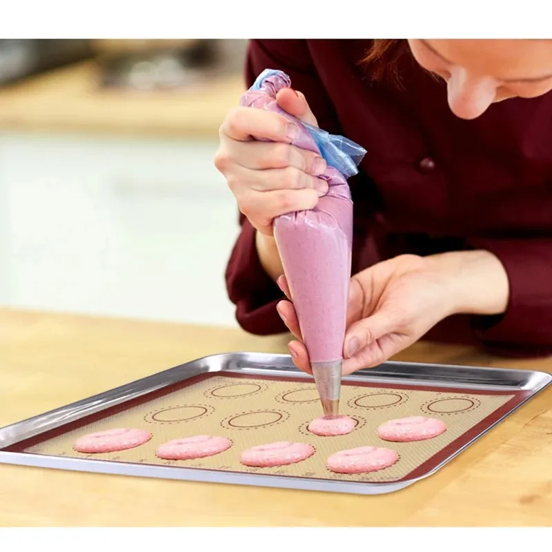 Macaron Silicone Baking Mat Pad foder för bakpanna Non-stick värmebeständig köksugn Deg Rullande bakverk Tooltillbehör