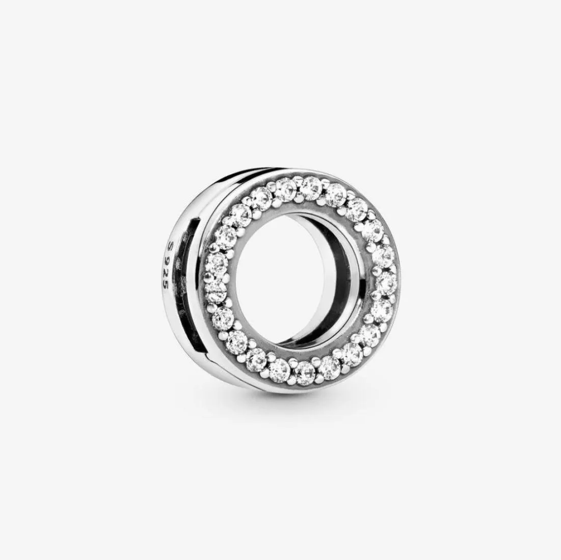 100% 925 Sterling Silver Circle of Pave Clip Charms Fit Reflexions Mesh Bracelet Fashion Women Wedding Engagement Jewelry Accessories9318159