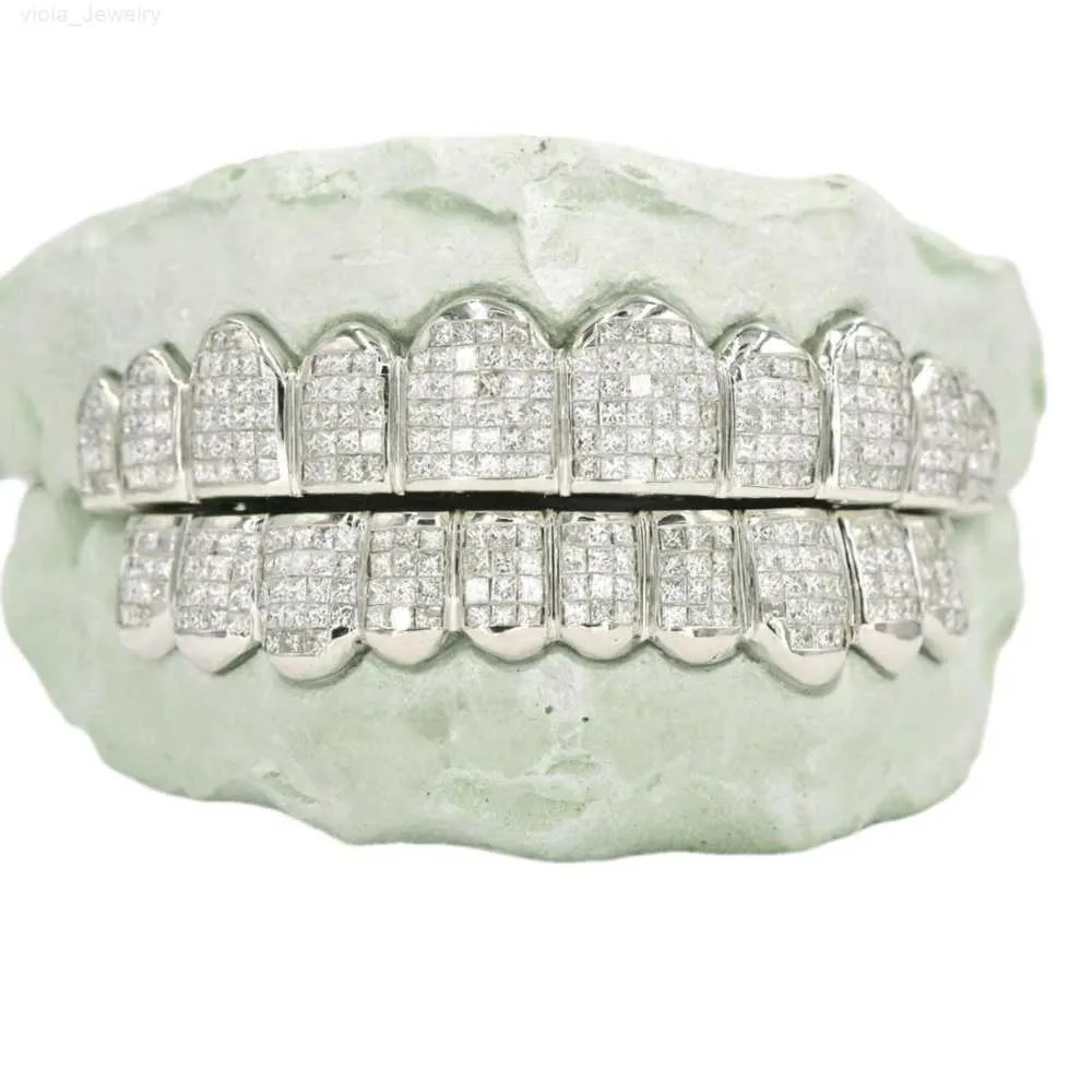 Princess Cut 925 Silver VVS denti hip hop personalizzato Grillz con moissanite grillz18k grillz grillz