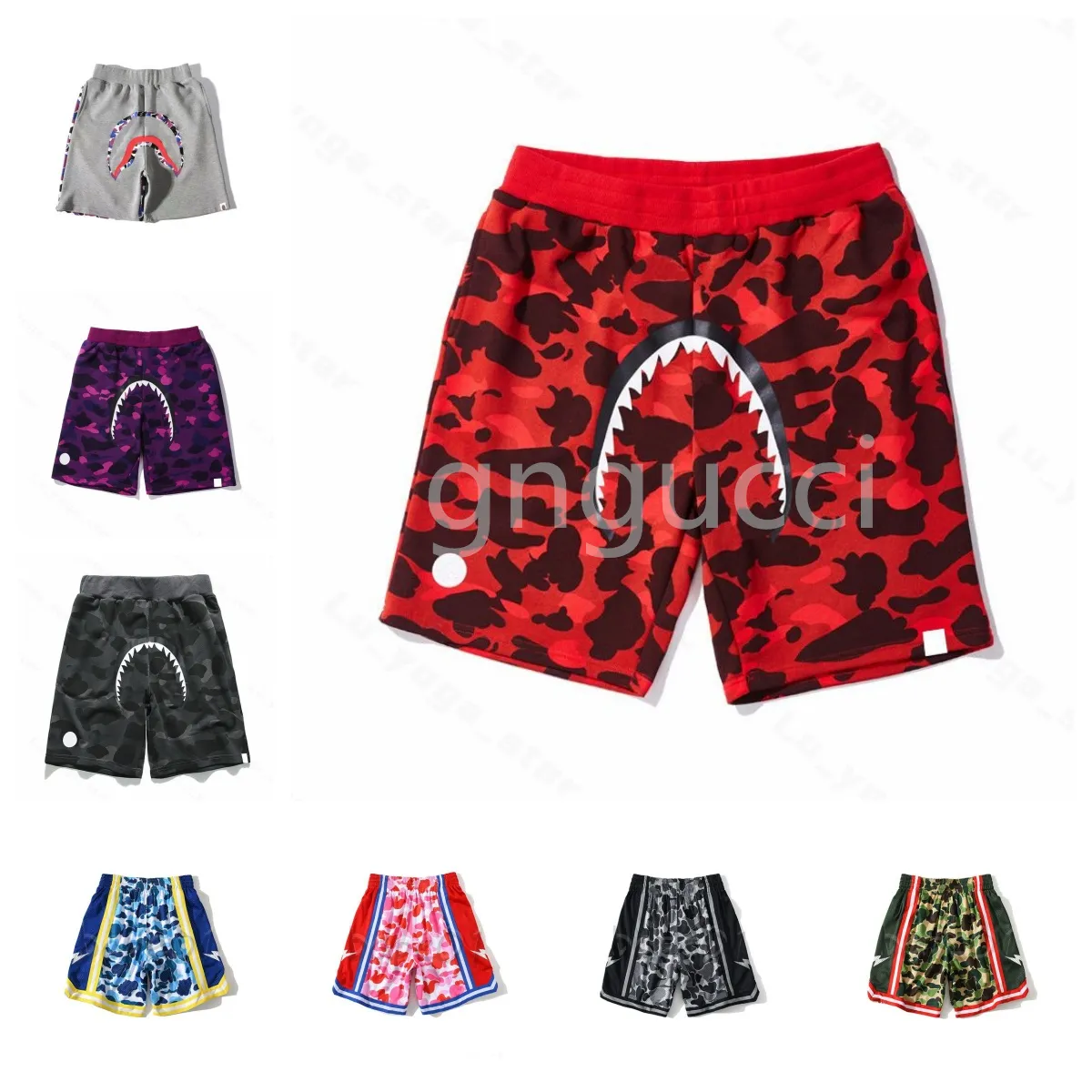 Heren en dameshortsontwerper Mode Trend Fitness Shark Sportbroek Korte eenvoudige en gulle camouflage patroon Printoefening Ventilatie