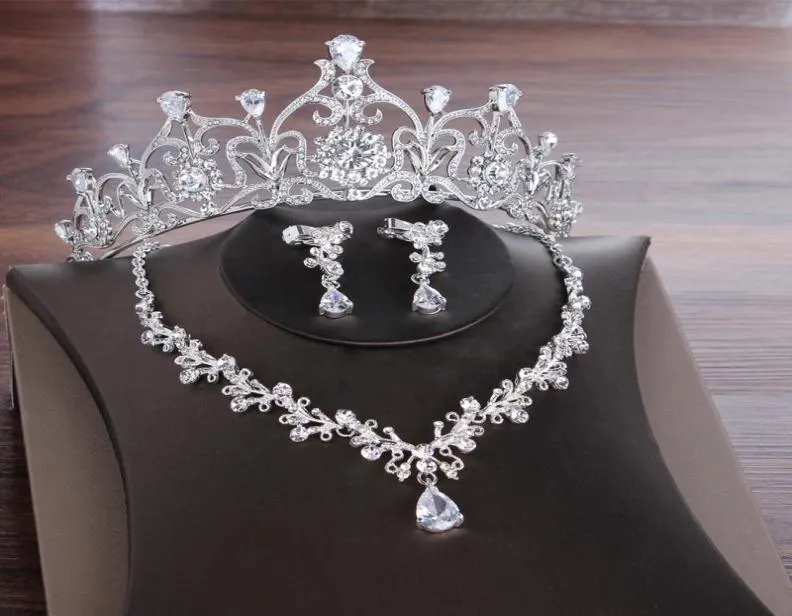 Earrings Necklace Brides Zircon Jewelry Sets Wedding Tiara Crown And Jewlry Set Cubic Bridal For Women ML8836223605