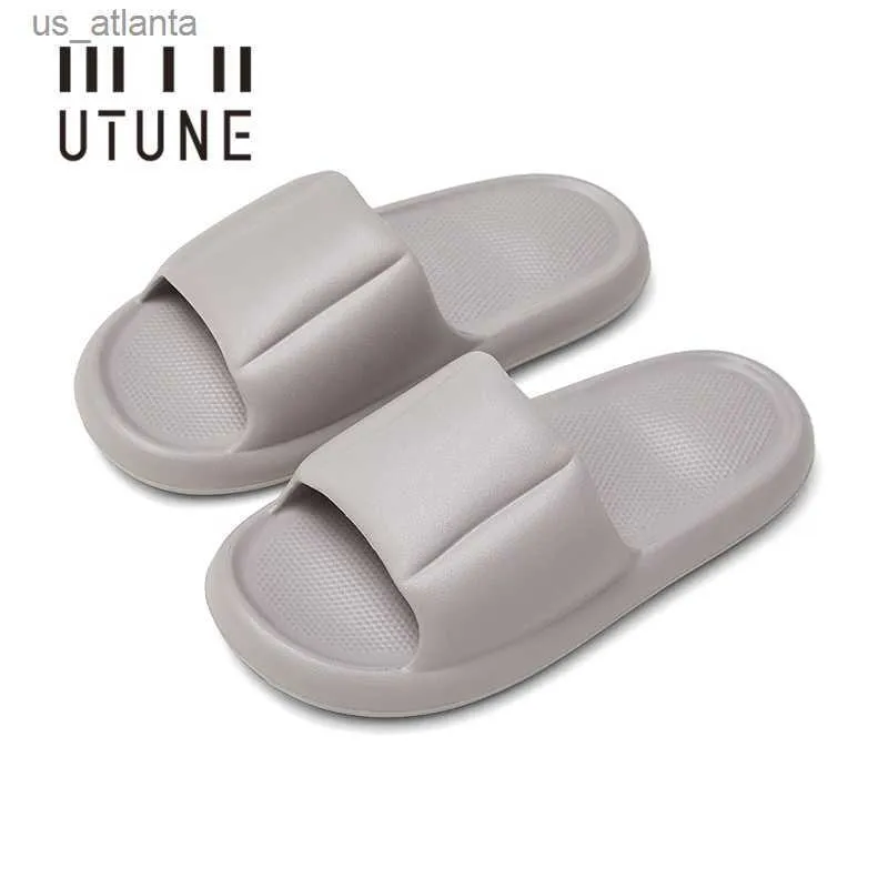 Slippers UTUNE Massage for Women Home Slides Summer Shoes For Shower Anti-slip Couple Indoor Sandals Men Bathroom cream-colored H240416 EH7L