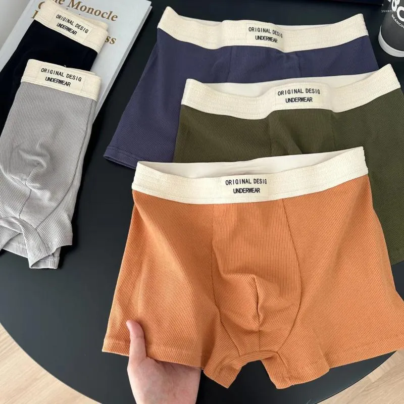 Unterhose 50 Stücke gerippter Baumwoll-Vintage Tonal Antibakterieller Schritt Komfortable atmungsaktive Männerhöfen Paarhosen mittelhaufen