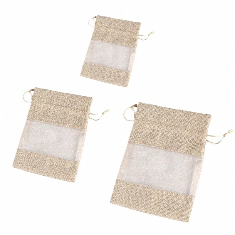 Burlap Burlap Organza Borsa con coulisse per campioni di cosmetici per feste di matrimonio Goodies Mesh Z8ZX#