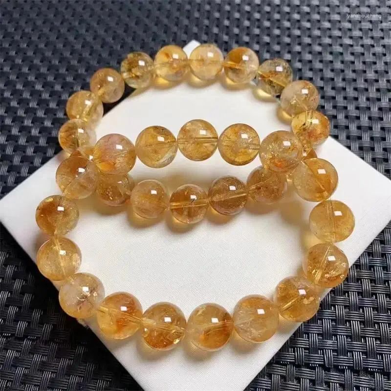 Linkarmbanden 12 mm natuurlijke azeztulite citrine armband sieraden voor vrouw man fengshui genezing rijkdom kralen kristal verjaardag lucky cadeau 1 stks