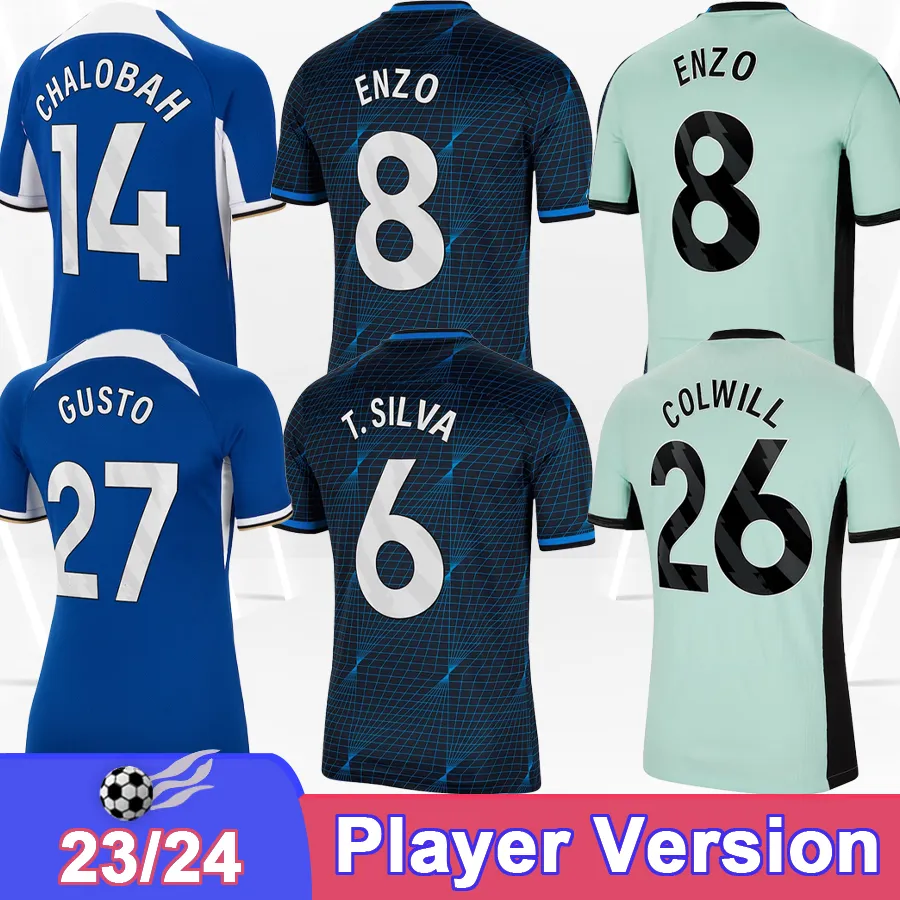 23 24 Enzo Sterling Player Version Soccer Jerseys Mudryk Madueke Nkunku Gallagher Fofa T.Silva Home Away 3rd Football Shirt Kort ärmuniformer