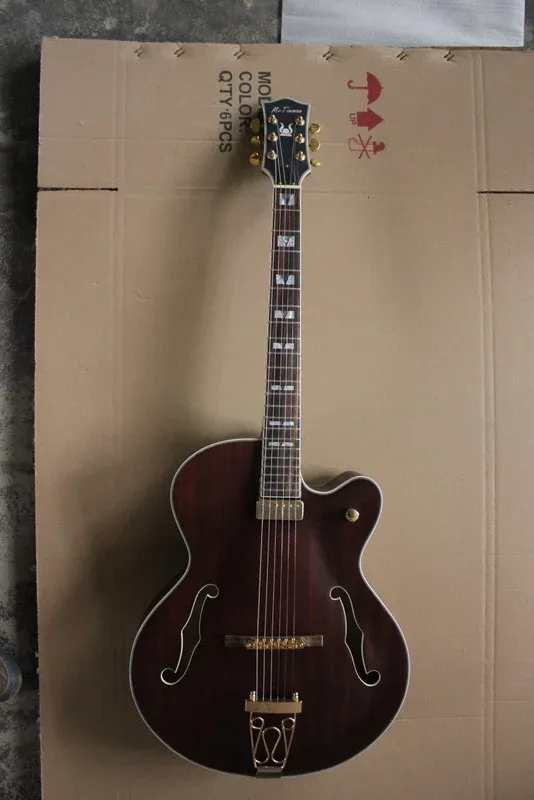 Gitaar gratis verzending nieuwe hoogwaardige P90 pick -ups archtop gitaar jazz elektrische gitaar satijn afwerking dikke custom hollow body gitaren