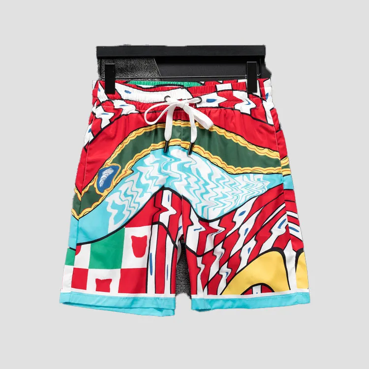 Mäns nya modebrevtryck Swim Shorts Casual Loose Sports Men's Golf Summer Drawstring Standed Beach Pants High Street Trend Hip Hop Bestselling Shorts D9