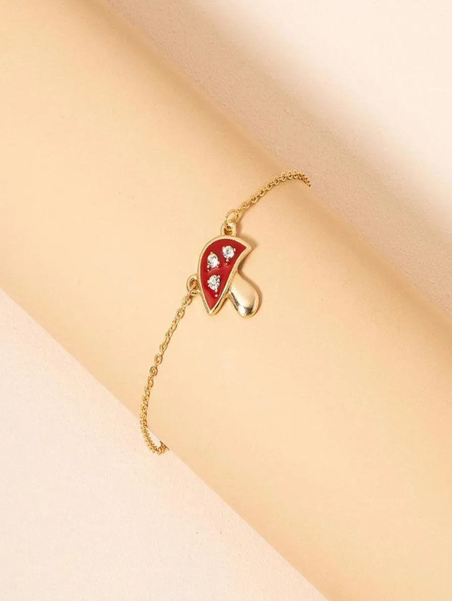 Bracelets de charme Pulseira de cogumelos Cadeia de amizade Pingente Charms Acessórios de jóias de moda para meninas Presente inteira Trendy8237216