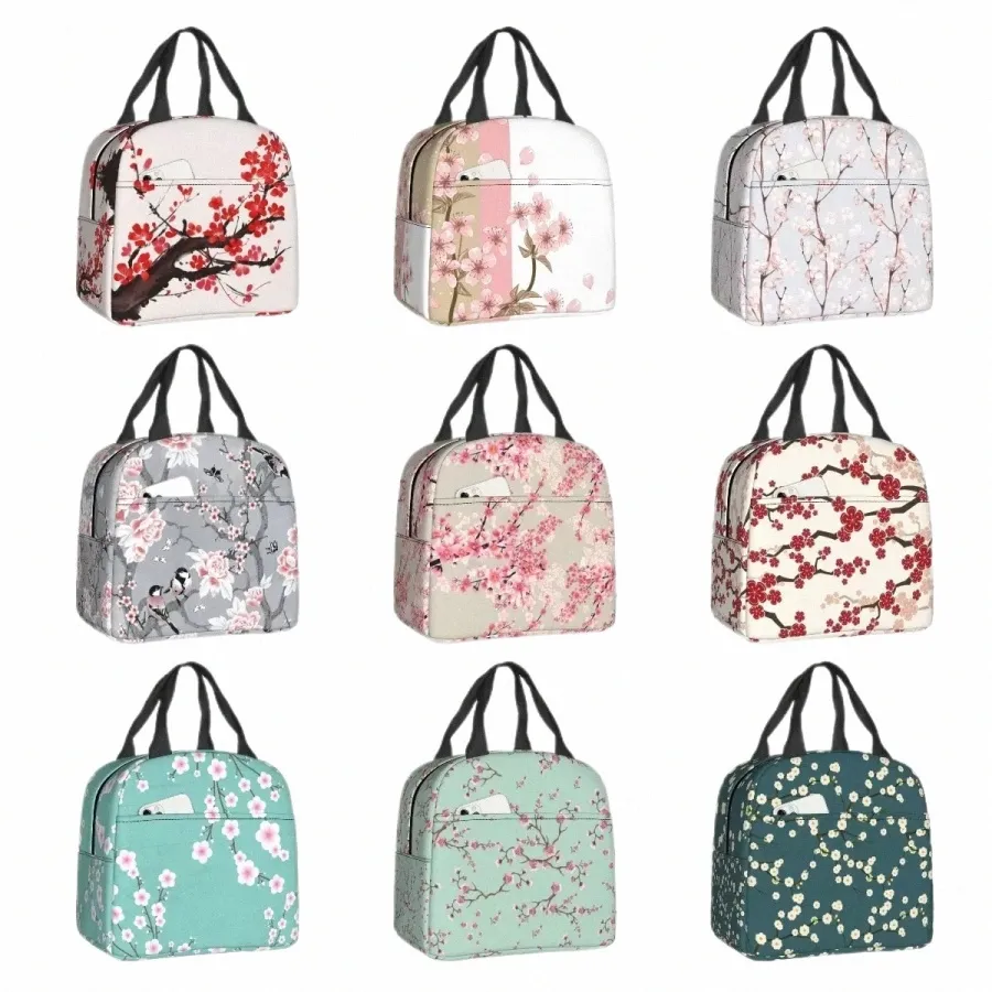 Cherry Blossom Style Sac à lunch isolé de style japonais pour femmes SAKURA FLORAL FRS COLER THERMAL LUSSIR BOX-OFFICE Voyage de pique-nique 04rm #